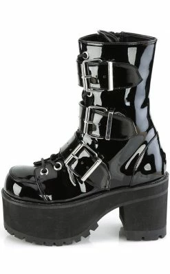 Demonia Shoes RANGER-308 Black Patent Platform Ankle Boots 9 Demonia Shoes RANGER-308 Black Patent Platform Ankle Boots
