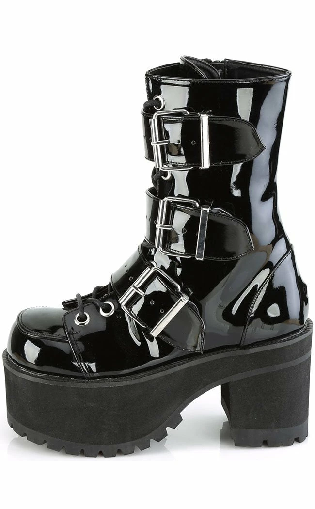 Demonia Shoes RANGER-308 Black Patent Platform Ankle Boots 5 Demonia Shoes RANGER-308 Black Patent Platform Ankle Boots