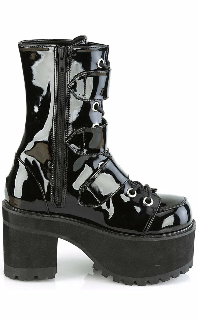 Demonia Shoes RANGER-308 Black Patent Platform Ankle Boots 7 Demonia Shoes RANGER-308 Black Patent Platform Ankle Boots