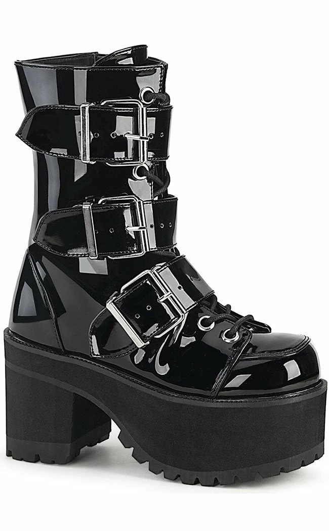 Demonia Shoes RANGER-308 Black Patent Platform Ankle Boots 3 Demonia Shoes RANGER-308 Black Patent Platform Ankle Boots