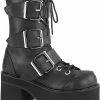 Demonia RANGER-308 Black Vegan Leather Platform Ankle Boots Shoes