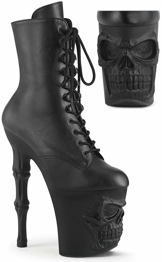Pleaser RAPTURE-1020 Black Matte Skull Boots 3 Pleaser RAPTURE-1020 Black Matte Skull Boots