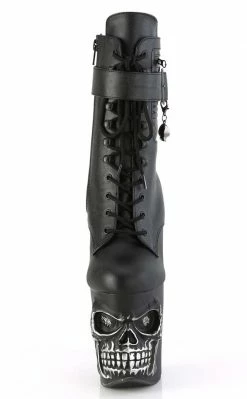 Pleaser RAPTURE-1020STR-LT Black Matte Light Up Skull Boots