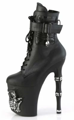 Pleaser RAPTURE-1020STR-LT Black Matte Light Up Skull Boots