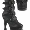Pleaser Pole Shoes RAPTURE-1052BK Black Matte Mid-Calf Skull Boots