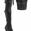 Pleaser RAPTURE-3028 Black Matte Thigh-High Skull Boots Pole Shoes