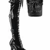 Pleaser Pole Shoes RAPTURE-3028 Black Patent Thigh-High Skull Boots 1 Pleaser Pole Shoes RAPTURE-3028 Black Patent Thigh-High Skull Boots