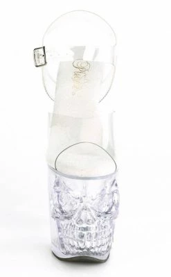 Pleaser Pole Shoes RAPTURE-808 Clear Skull Platform Heels