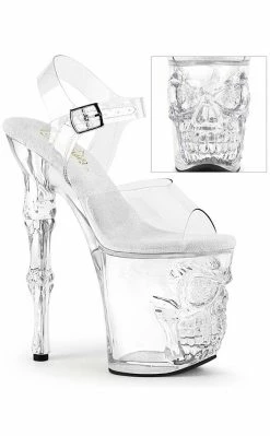 Pleaser Pole Shoes RAPTURE-808 Clear Skull Platform Heels