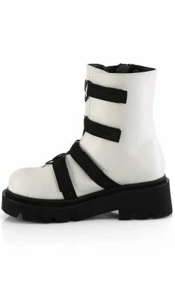 Demonia Shoes RENEGADE-50 White Matte Ankle Boots