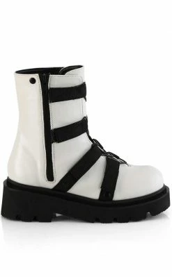Demonia Shoes RENEGADE-50 White Matte Ankle Boots