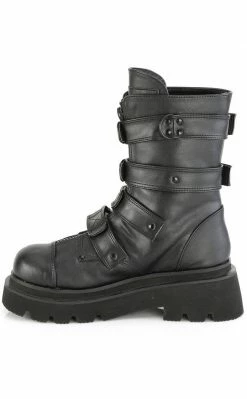 Demonia RENEGADE-55 Black Vegan Leather Combat Ankle Boots
