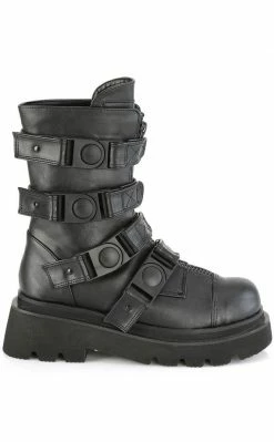 Demonia RENEGADE-55 Black Vegan Leather Combat Ankle Boots