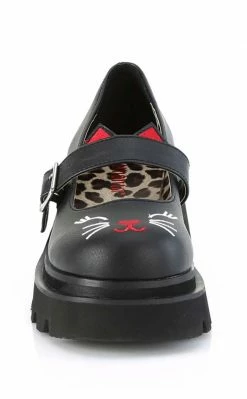 Demonia Shoes RENEGADE-56 Black Matte Kitty Mary Janes