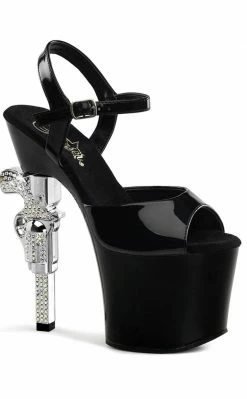 Pleaser REVOLVER-709 Black Heels Pole Shoes