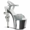 Pleaser REVOLVER-709G Slv Multi Gltr/Slv Chrome Heels Pole Shoes