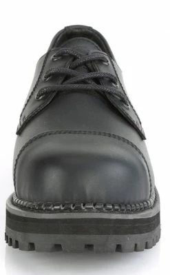 Demonia RIOT-03 Black Vegan Leather Steel Toe Oxford Shoes