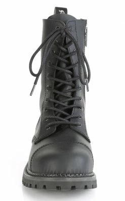 Demonia RIOT-10 Black Vegan Leather Combat Ankle Boots Shoes