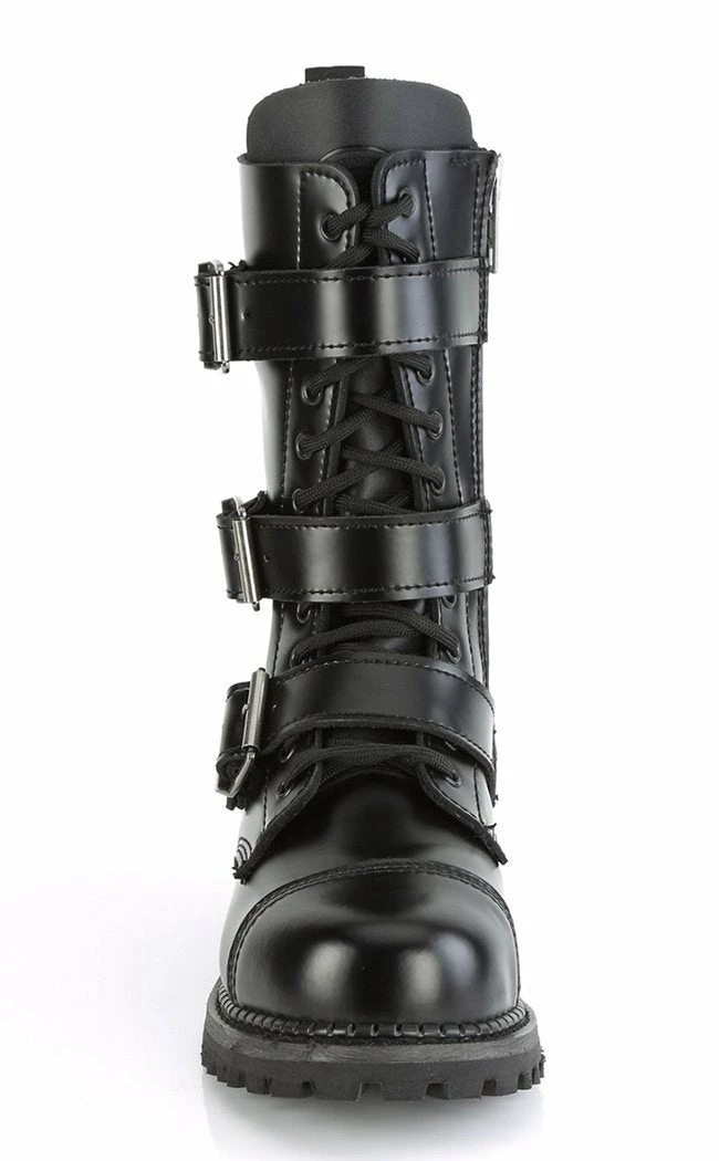 Demonia Shoes RIOT-12BK Black Leather Combat Ankle Boots 4 Demonia Shoes RIOT-12BK Black Leather Combat Ankle Boots