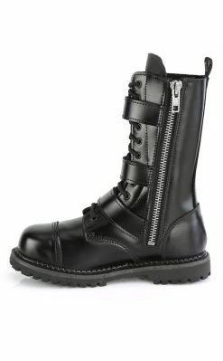 Demonia Shoes RIOT-12BK Black Leather Combat Ankle Boots 9 Demonia Shoes RIOT-12BK Black Leather Combat Ankle Boots