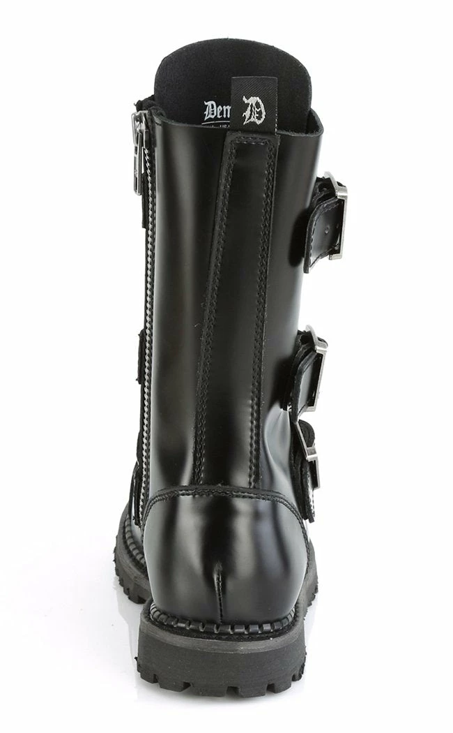 Demonia Shoes RIOT-12BK Black Leather Combat Ankle Boots 6 Demonia Shoes RIOT-12BK Black Leather Combat Ankle Boots