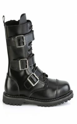 Demonia Shoes RIOT-12BK Black Leather Combat Ankle Boots 11 Demonia Shoes RIOT-12BK Black Leather Combat Ankle Boots