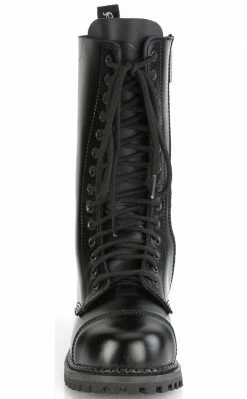Demonia RIOT-14 Black Leather Combat Boots