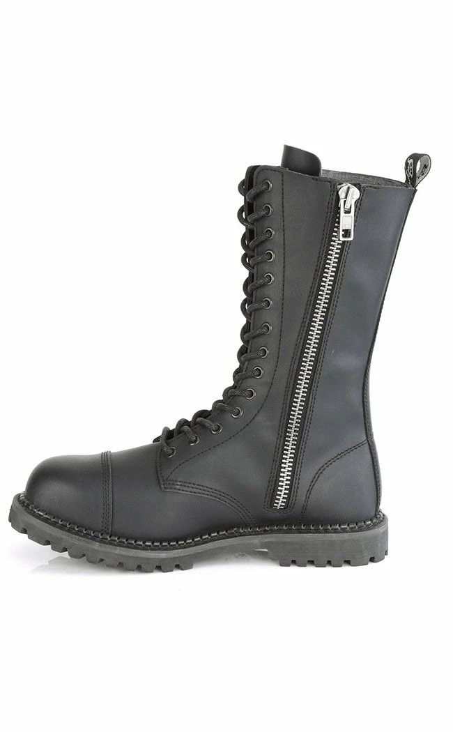 Demonia Shoes RIOT-14 Black Vegan Leather Combat Boots 5 Demonia Shoes RIOT-14 Black Vegan Leather Combat Boots