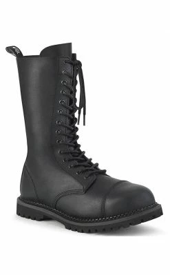 Demonia Shoes RIOT-14 Black Vegan Leather Combat Boots