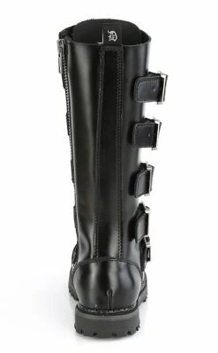 Demonia RIOT-18BK Black Leather Knee High Combat Boots 12 Demonia RIOT-18BK Black Leather Knee High Combat Boots