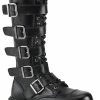 Demonia RIOT-18BK Black Leather Knee High Combat Boots 1 Demonia RIOT-18BK Black Leather Knee High Combat Boots