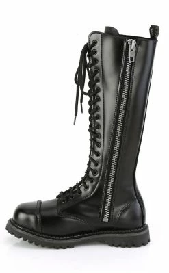 Demonia RIOT-20 Black Leather Knee High Combat Boots Shoes 9 Demonia RIOT-20 Black Leather Knee High Combat Boots Shoes