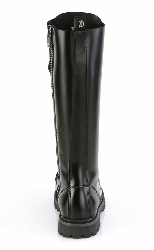 Demonia RIOT-20 Black Leather Knee High Combat Boots Shoes 6 Demonia RIOT-20 Black Leather Knee High Combat Boots Shoes