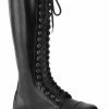 Demonia RIOT-20 Black Leather Knee High Combat Boots Shoes