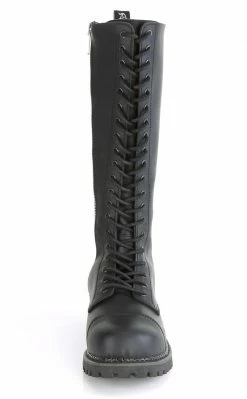 Demonia RIOT-20 Black Vegan Leather Knee High Combat Boots Shoes