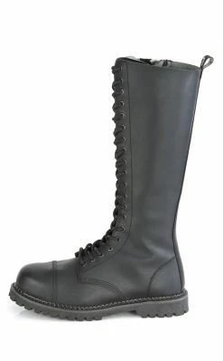 Demonia RIOT-20 Black Vegan Leather Knee High Combat Boots Shoes