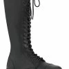 Demonia RIOT-20 Black Vegan Leather Knee High Combat Boots Shoes