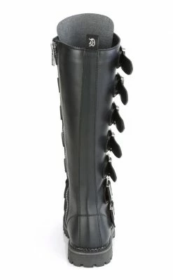 Demonia RIOT-21MP Black Vegan Leather Knee High Combat Boots Shoes