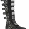 Demonia RIOT-21MP Black Vegan Leather Knee High Combat Boots Shoes