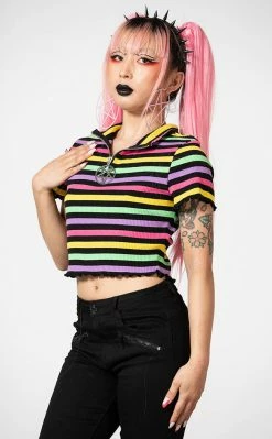 Killstar Clothing Rainbow Child Ribbed Crop Top