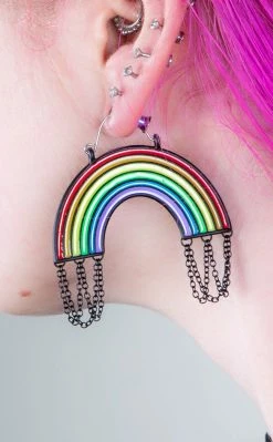 TB Rainbow Plug Hoops | Earrings Jewellery