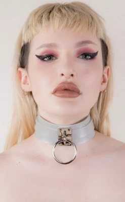 Cold Black Heart Rebel Girl Choker Silver Sale