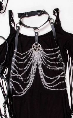 Cold Black Heart Rib Caged Chain Harness