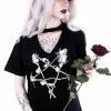 Restyle Rose Pentagram V Neck T-shirt