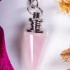 Crystals Witchcraft Rose Quartz Conical Pendulum