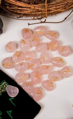 Aether Rose Quartz Elder Futhark Viking Rune Set Witchcraft
