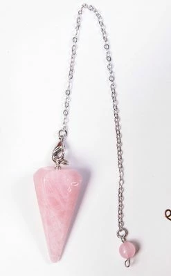 Crystals Rose Quartz Faceted Pendulum Witchcraft