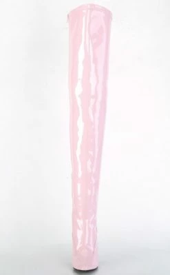 Pleaser SEDUCE-3000 Baby Pink Patent Thigh High Boots Pole Shoes
