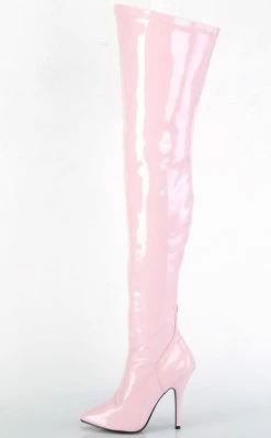 Pleaser SEDUCE-3000 Baby Pink Patent Thigh High Boots Pole Shoes