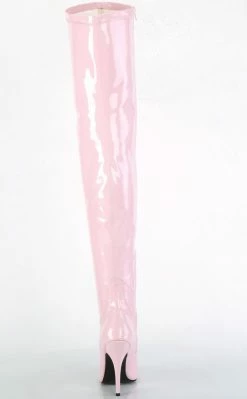 Pleaser SEDUCE-3000 Baby Pink Patent Thigh High Boots Pole Shoes